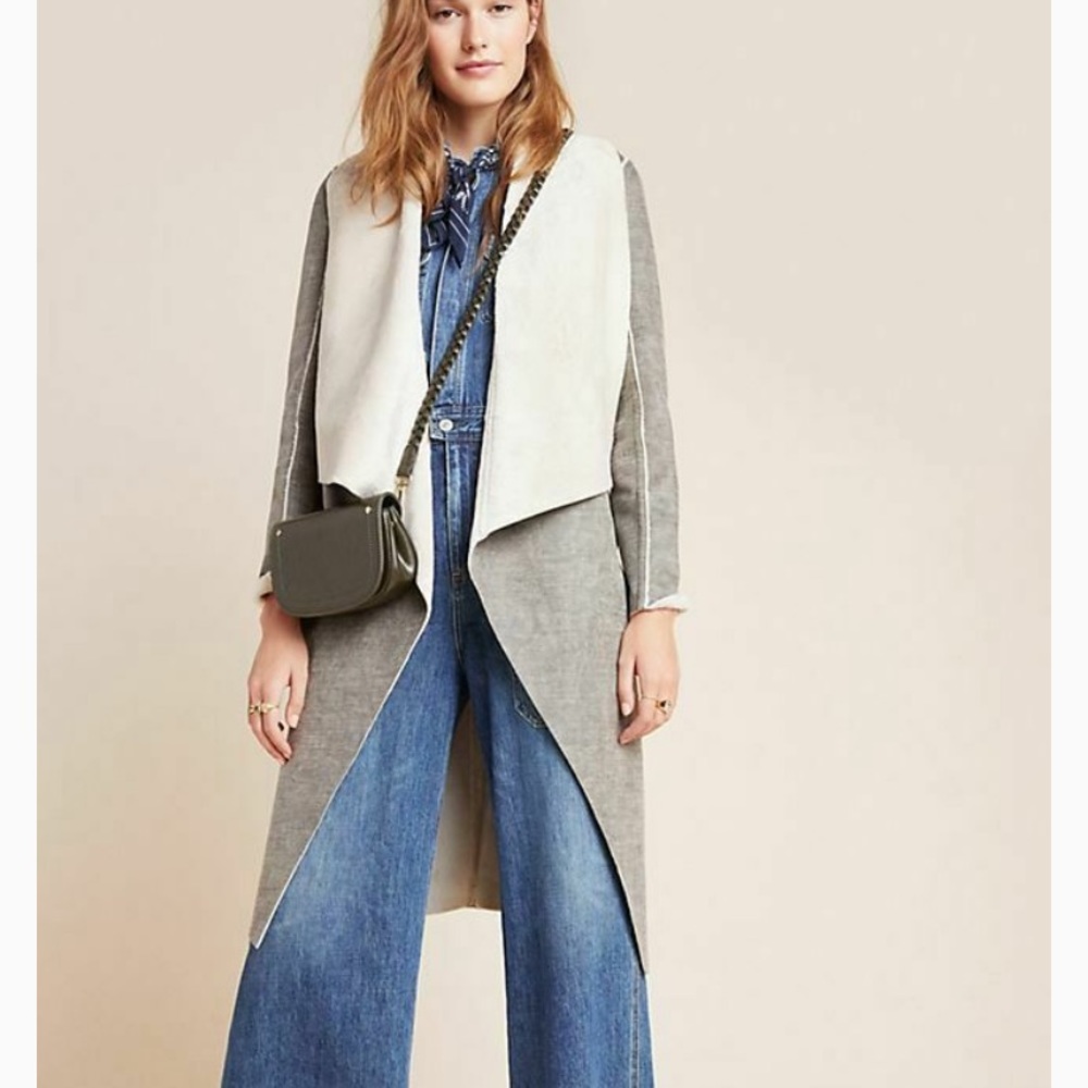 NWT Anthropologie Suede Sherpa Jacket Amadi Camilla - Picture 3 of 12